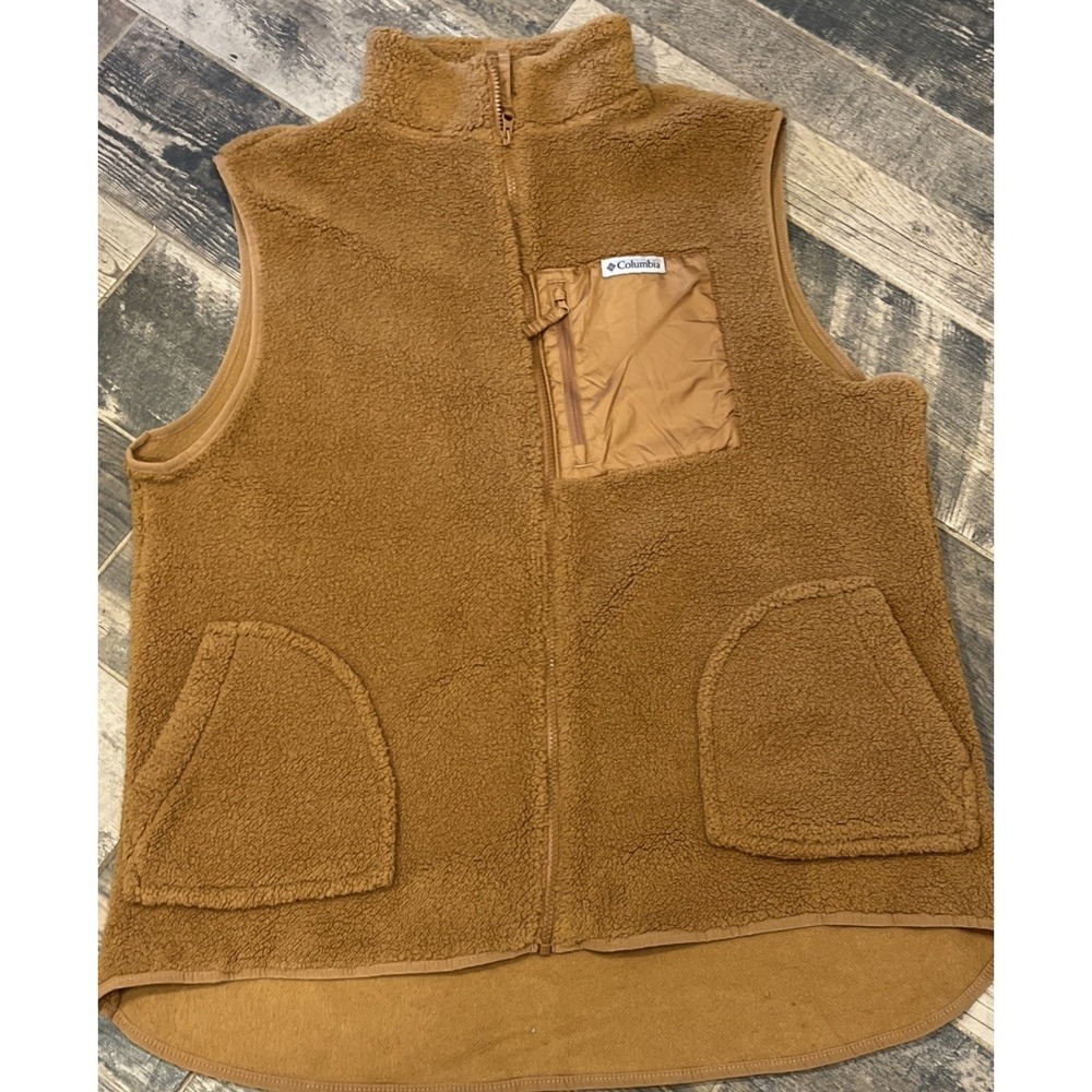 Columbia Women AL8225 Holly Hideaway Soft Sherpa Full Zip Vest Camel Brown‎ 2XL